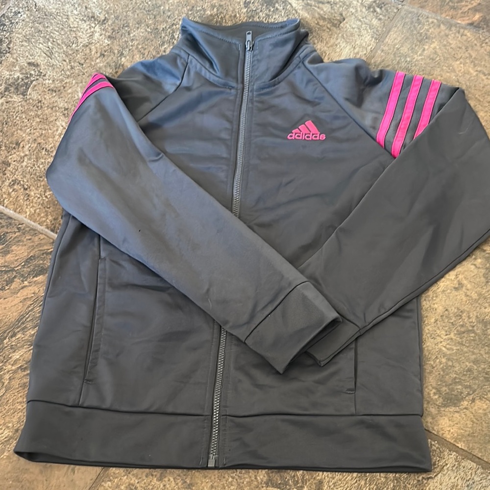 Adidas Charcoal and Pink Sports Jacket